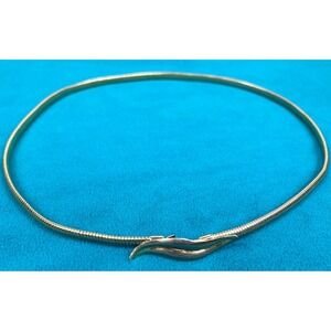 VTG Gold Tone Snake Chain Belt Necklace Skinny Stretch Wavy Clasp 27" Retro 80s